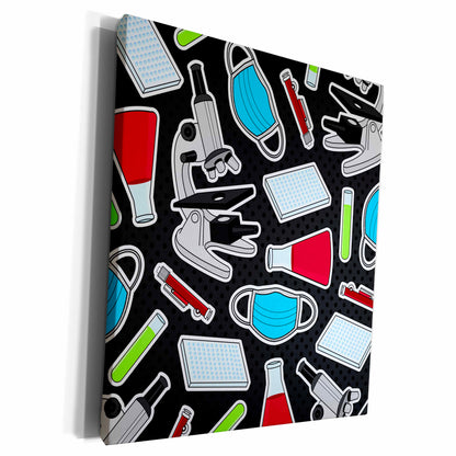 3dRose Cute Laboratory Pattern Black - Museum Grade Canvas Wrap (cw_181865)