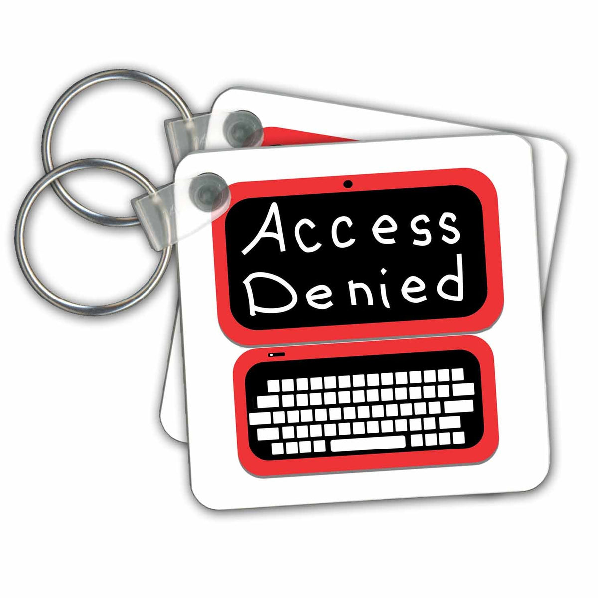 3dRose Key Chains Fun Red Laptop Computer Technician Nerd Geek Humor - Access Denied (kc-216224-1)